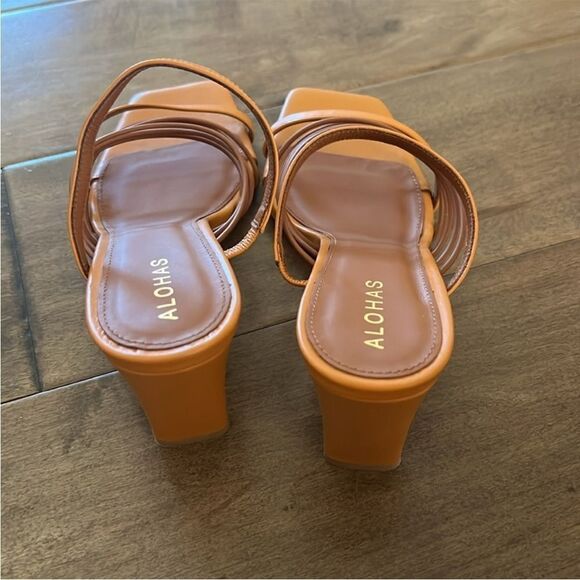 NEW ALOHAS x Anthropologie Strappy Heels Tan EU 40 US 10 - Picture 7 of 10